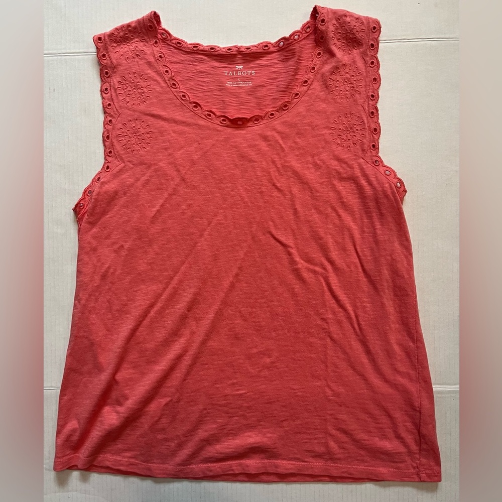 Talbots Coral Eyelet Tank Top